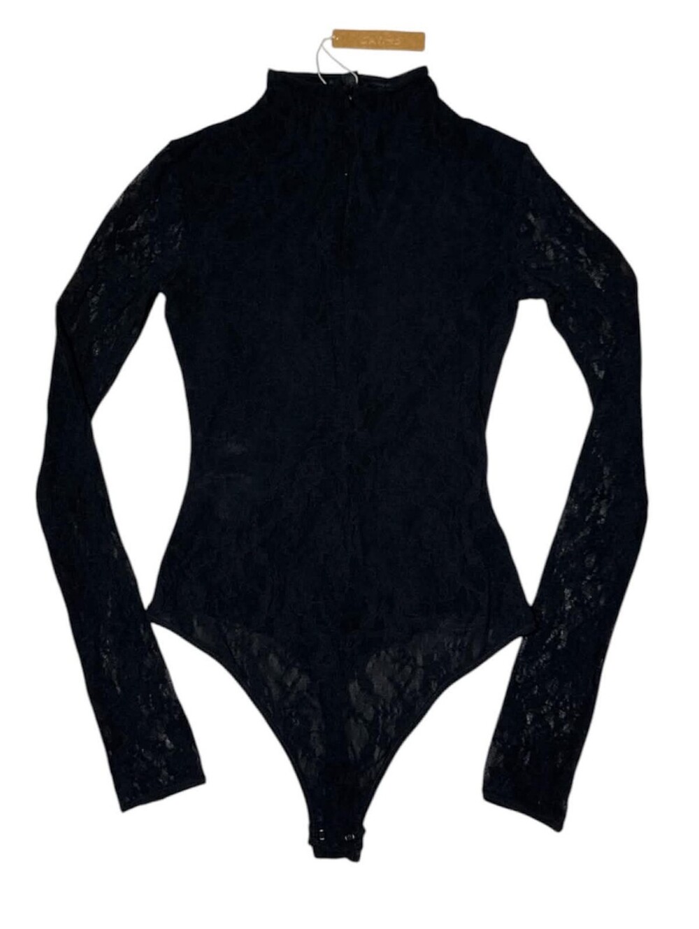 NWT $98 SKIMS Zip Front Stretch Lace Lined Long Sleeve Thong Bodysuit Medium - Picture 8 of 8